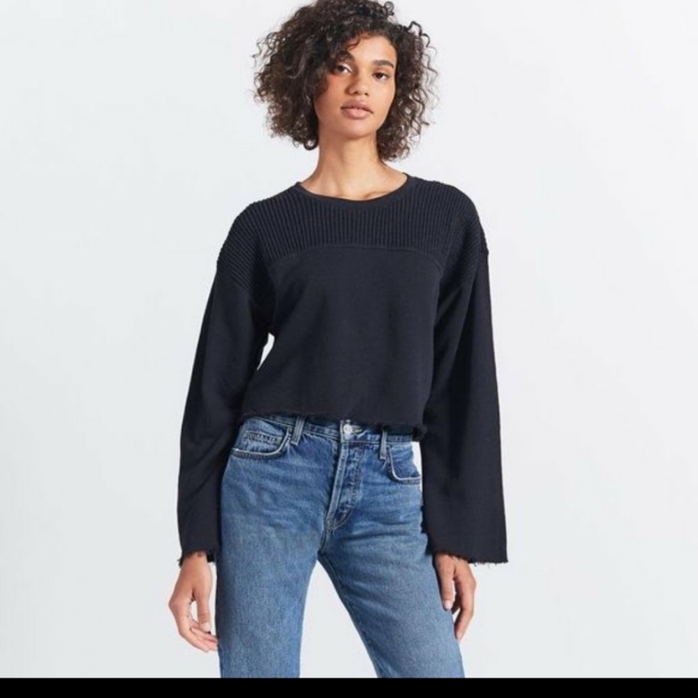 Current/elliot cropped distressed sweatshirt - image 2